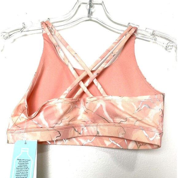 MTA Sport Bra Size L Peach Tie Dye Girls Youth No Padded Cross Back Strap - Picture 2 of 10
